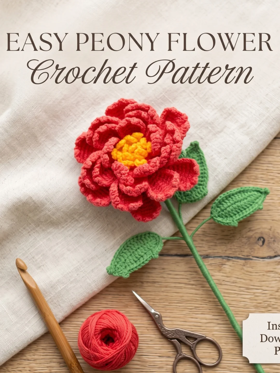 Crochet Peony Pattern PDF + Video Tutorial | DIY Flower product image (3)