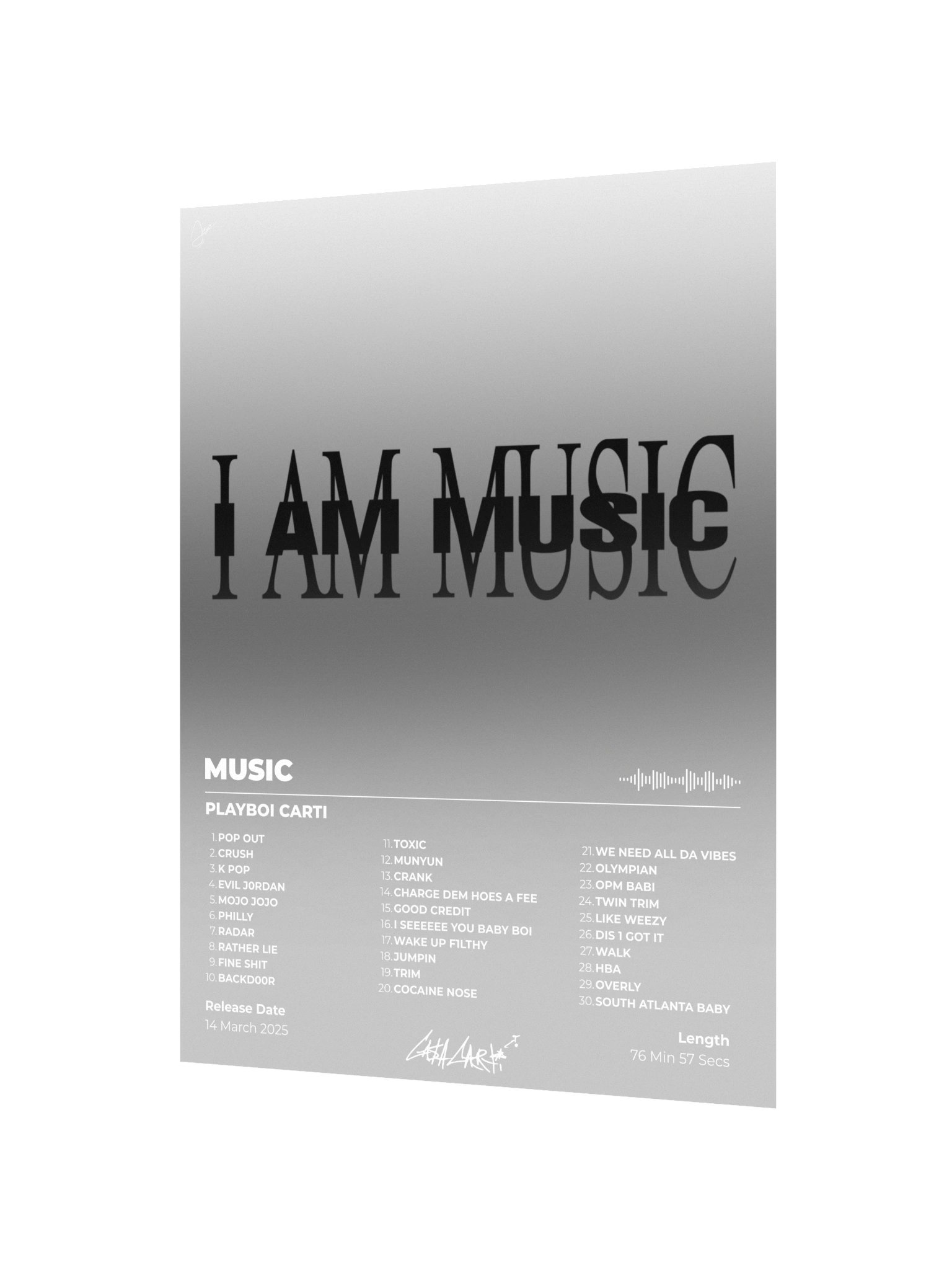 I AM MUSIC Tracklist Poster product image (3)