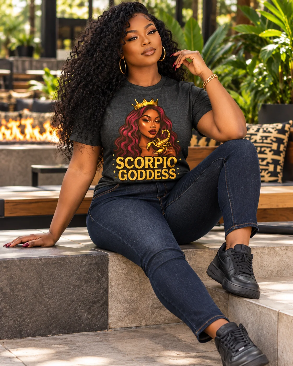 Scorpio Goddess Burgundy Mystique Graphic Tee | Zodiac Astrology Shirt for Women | Scorpio Birthday Gift product image (1)