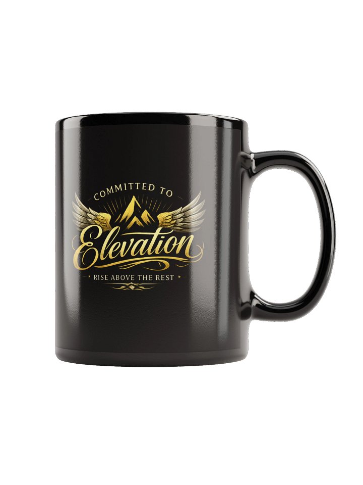 Committed To Elevation — Black Glossy Mug (Rise Above The Rest) product image (1)