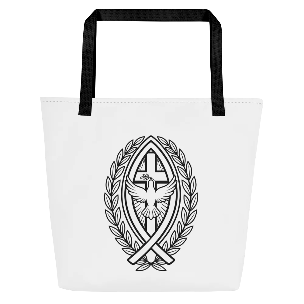 Christian Tote Bag, Cross Dove Ichthus Faith Design, Inspirational Everyday Carry Shoulder Bag Unique Religious Gift product image (2)