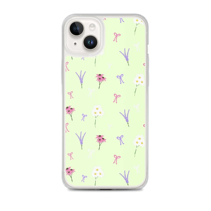 Wildflowers and Bows Pattern- Green Background Phone Case product image (1)