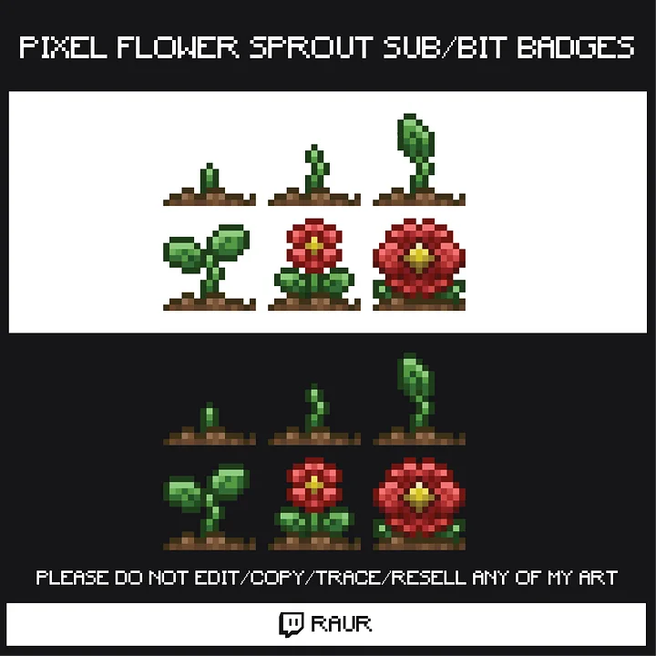 Twitch Pixel Sprouting Flower - Sub/Bit Badges product image (1)