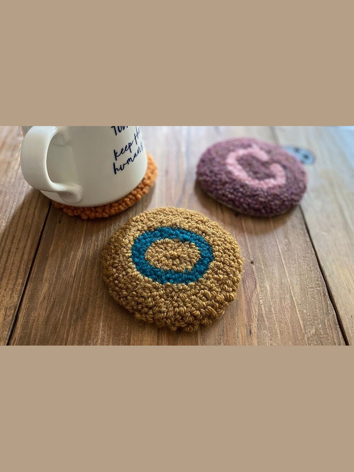 Monogrammed Punch Needle Coasters (Digital PDF Pattern) product image (2)