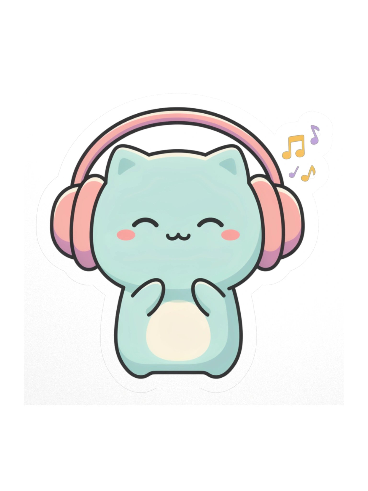Cute Cat Music Vibes Kiss Cut Sticker product image (3)