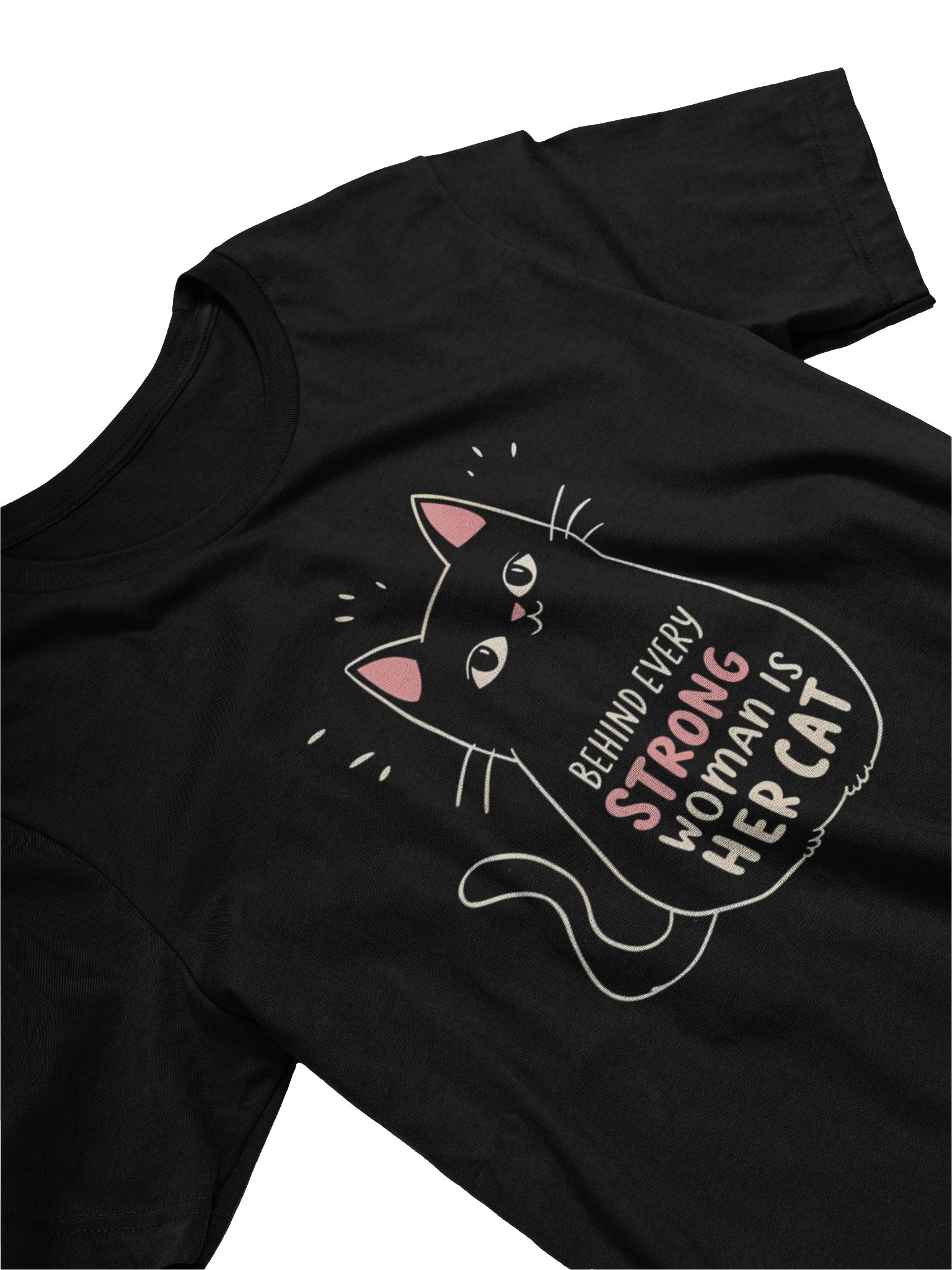 Behind Every Strong Woman Is Her Cat Funny Tee product image (3)