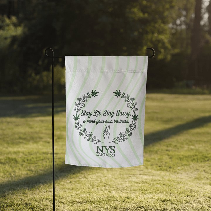 NYS 420 Vibes "Mind Your Business" Garden Flag product image (1)