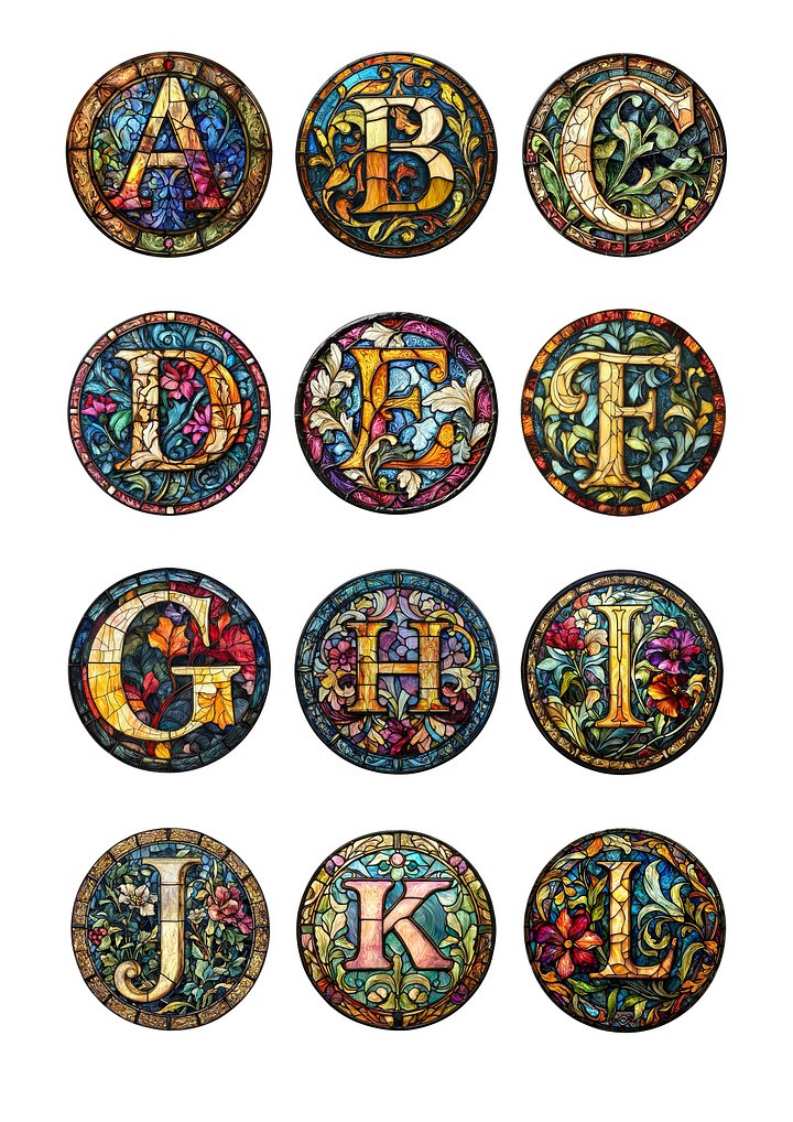 26 "Round Stained Glass Letters" Clipart Image Bundle product image (2)