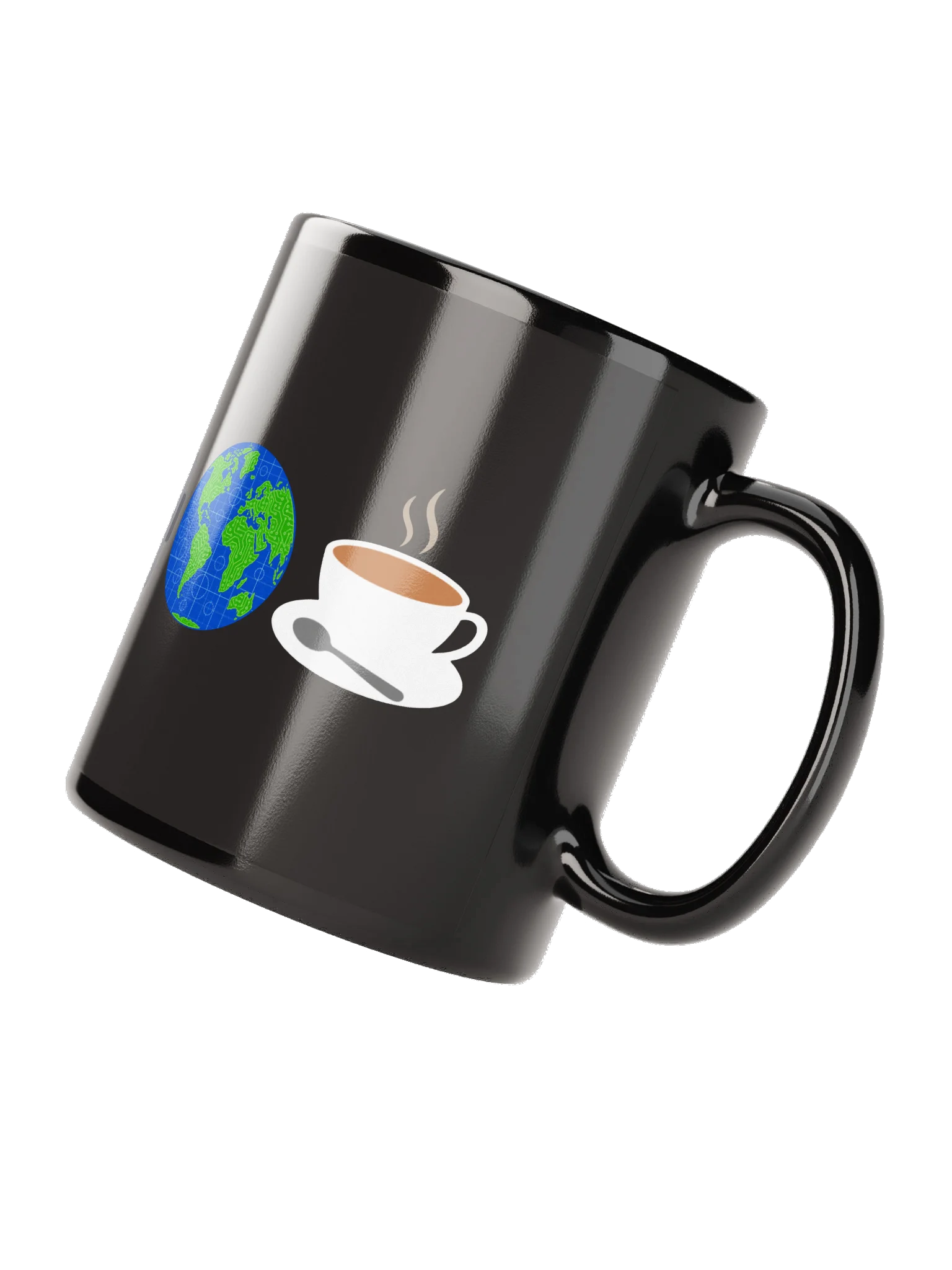 Fish, Spiral, Flowers, Robot, Earth, Tea-cup (Black) product image (4)