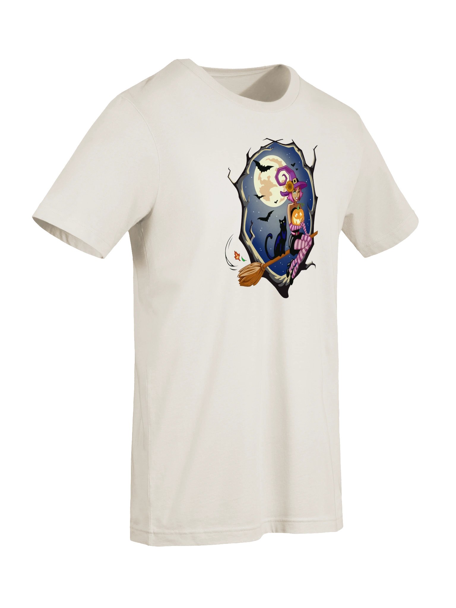 Whimsical Halloween Sunflower Witch Tee – Vintage White Holiday Graphic T-Shirt product image (7)