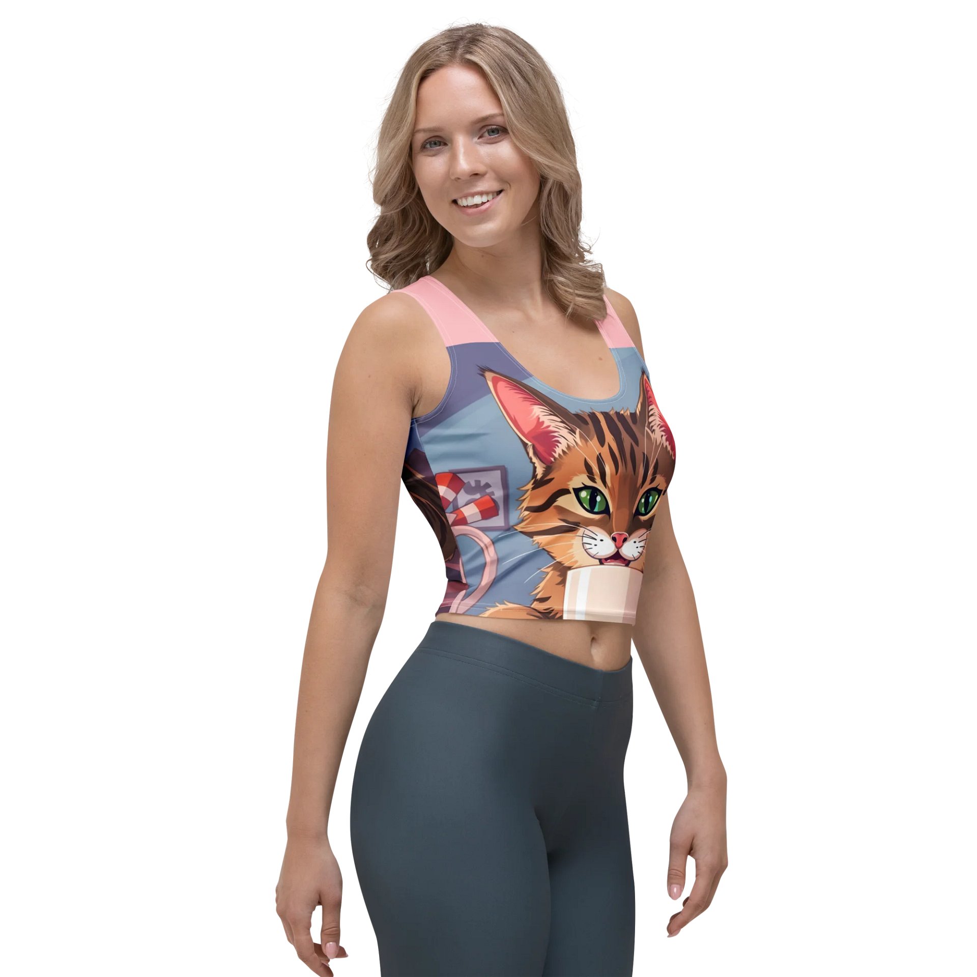 Crop Top T-Shirt-Caffeine Cat product image (4)