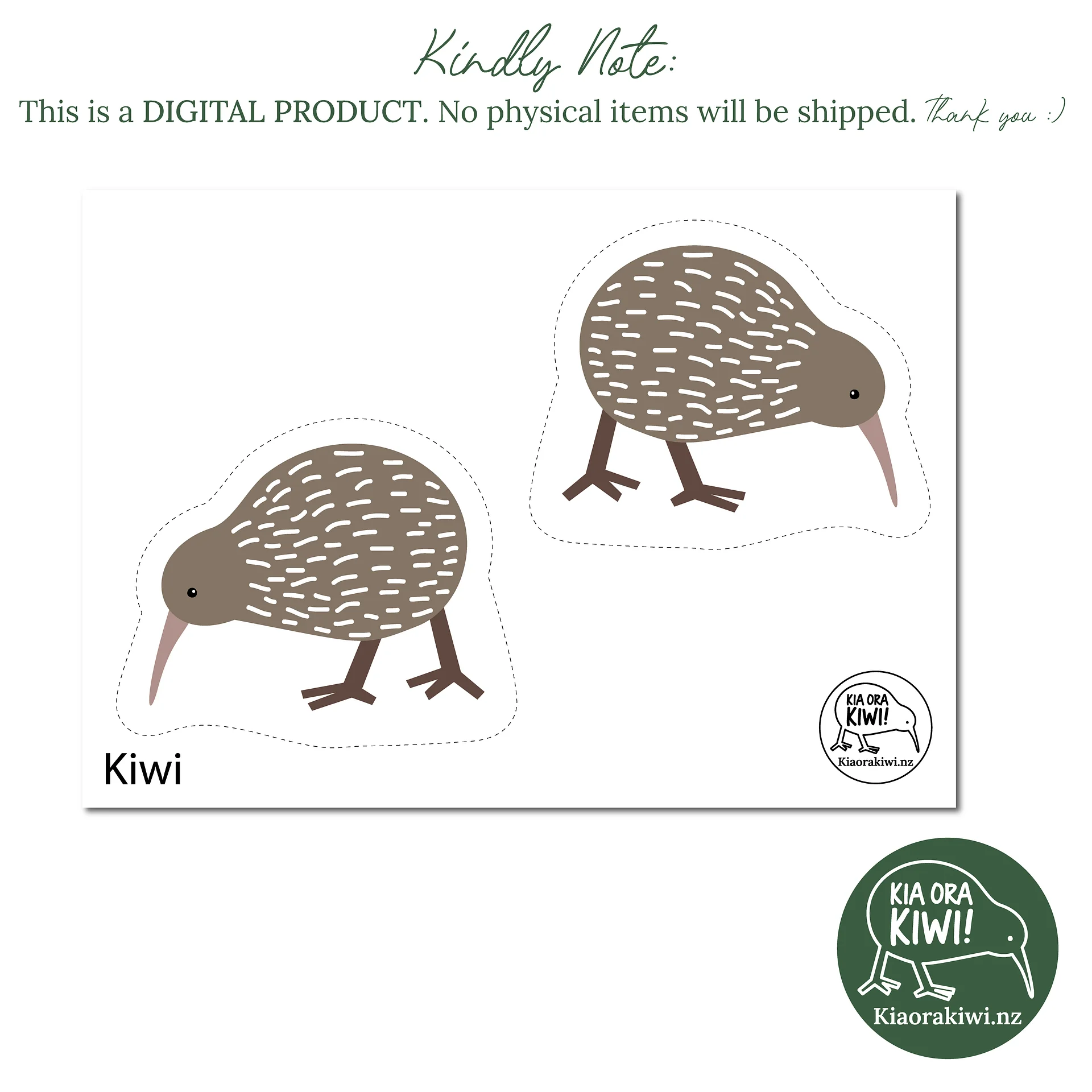New Zealand Bird Paper Squishy | PDF Pattern Template | Kiwiana Craft | DIY Fidget product image (3)
