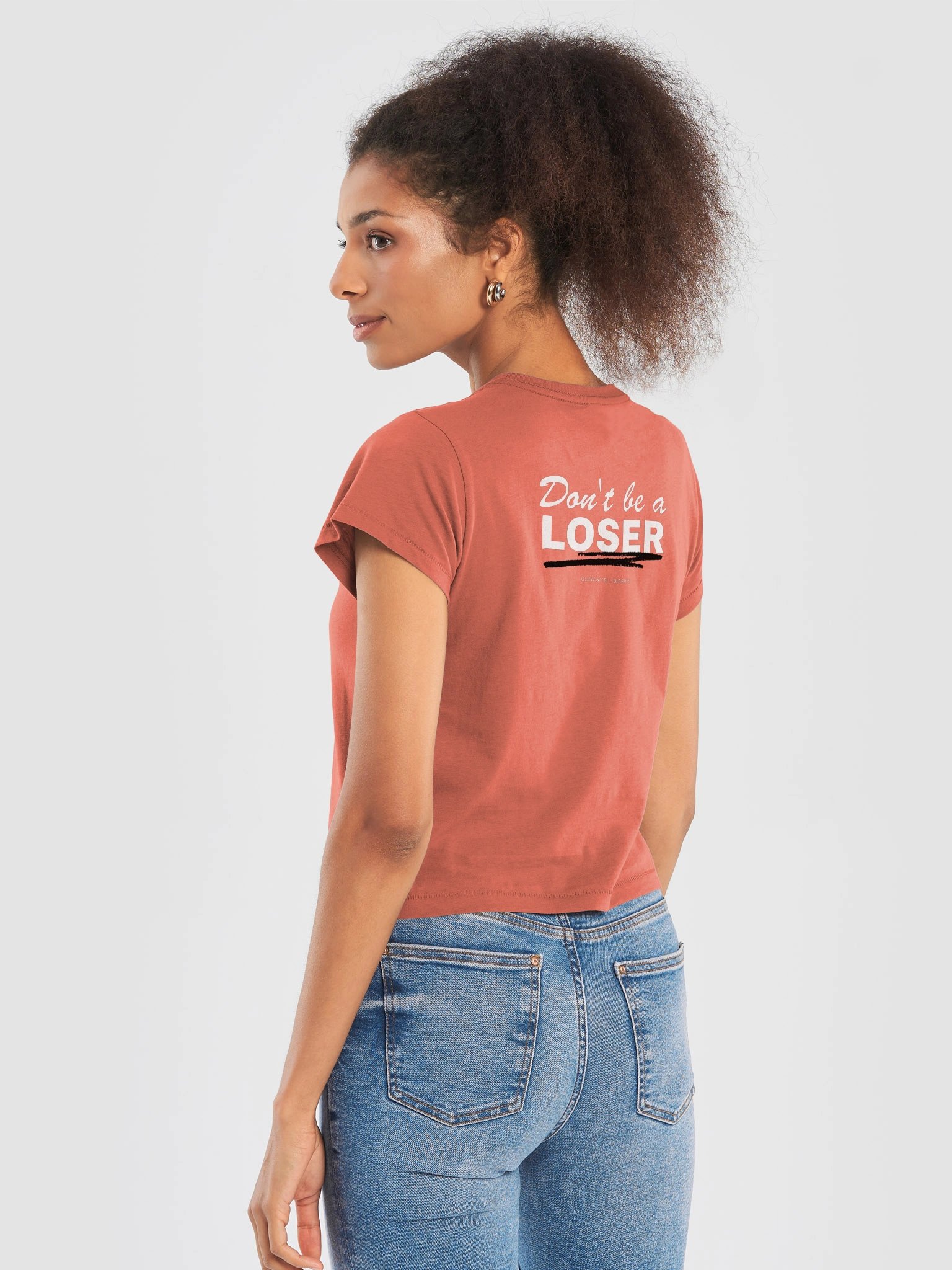 Don't be a LOSER washed Red womens high waisted T shirt product image (6)