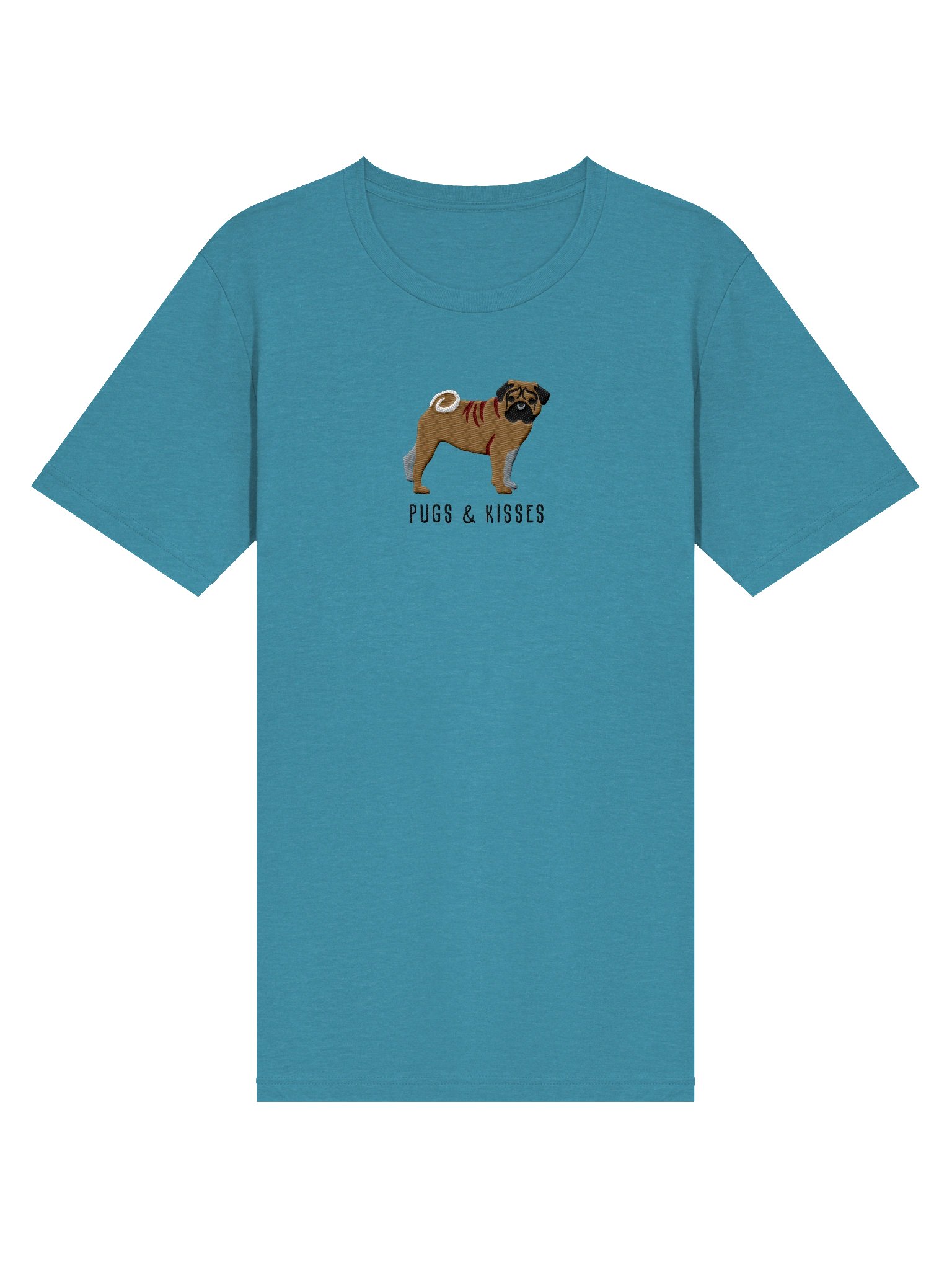 Pugs and Kisses T-Shirt(Embroidered) of a Pug(Fawn) product image (15)