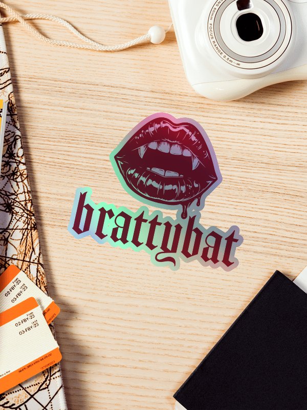 brattybat holographic logo sticker - red product image (4)