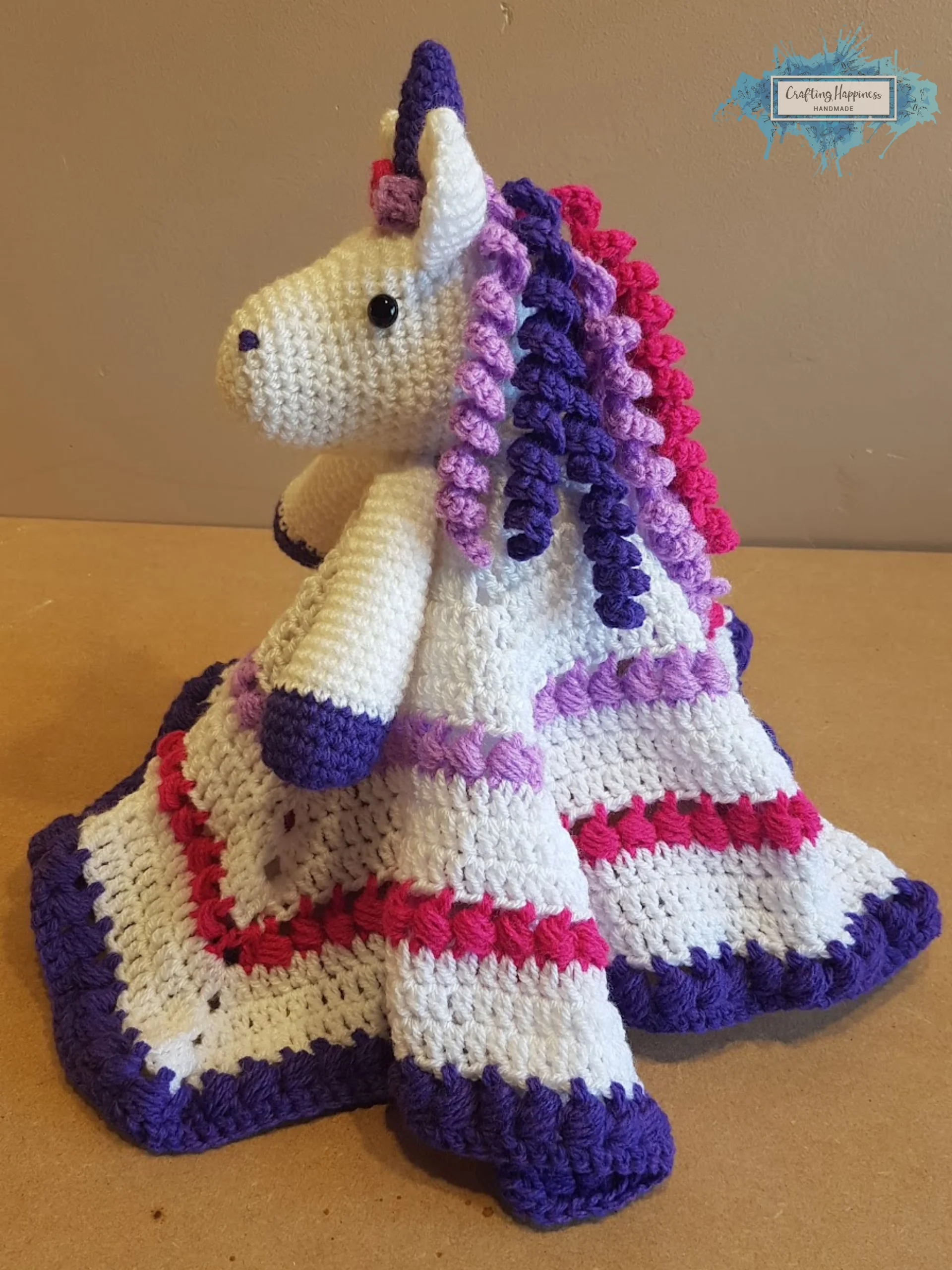 Maria The Unicorn Baby Lovey Security Blanket Crochet Pattern - Crafting Happiness product image (3)
