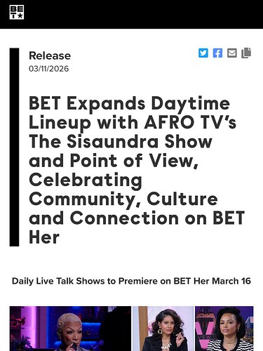 We did it. AFRO TV is officially coming to BET Her. 🙌🏽🔥
This moment is bigger than a headline — it’s the result of nonstop wo...