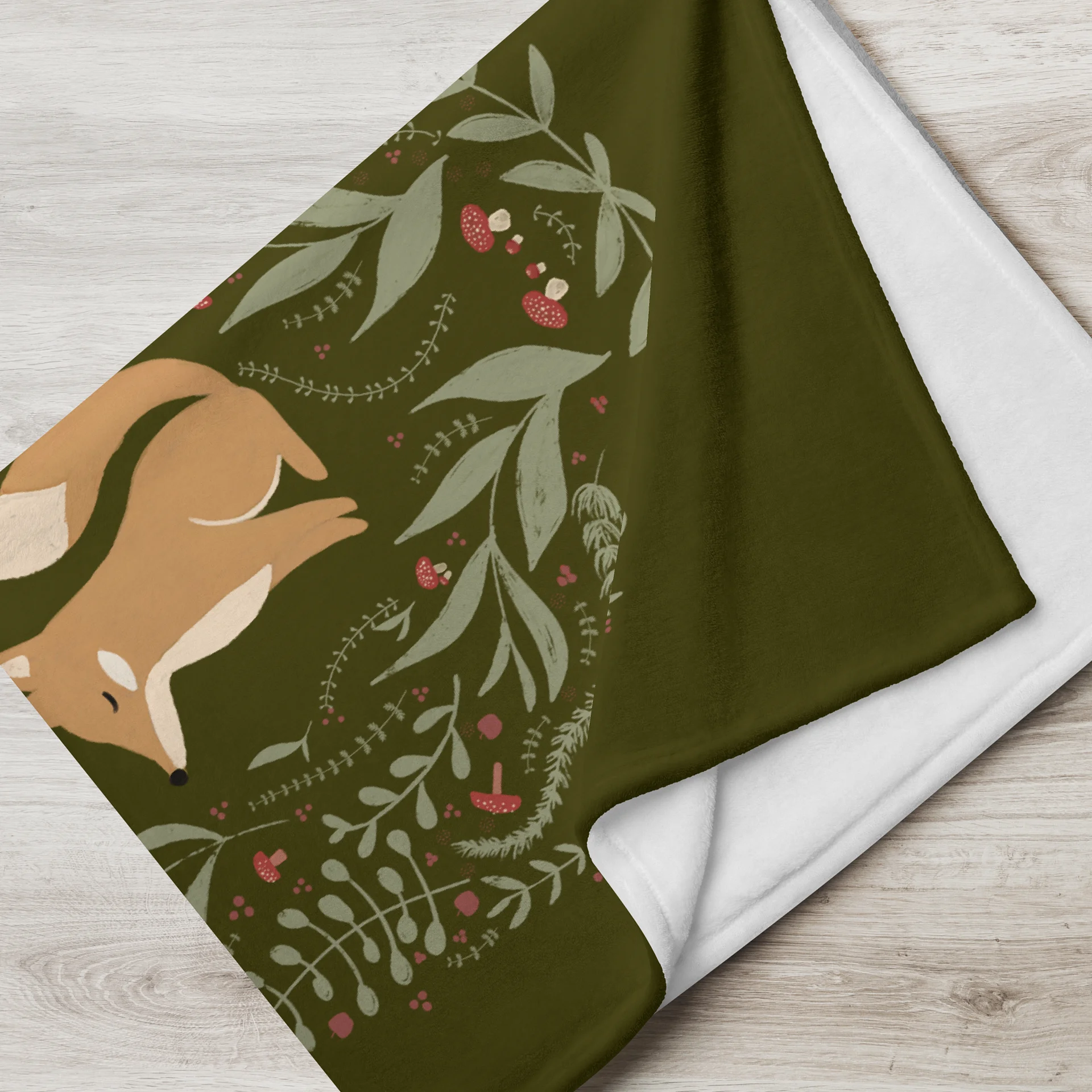 WOODLAND FOX AND FERNS FLEECE BLANKET IN THREE SIZES product image (4)