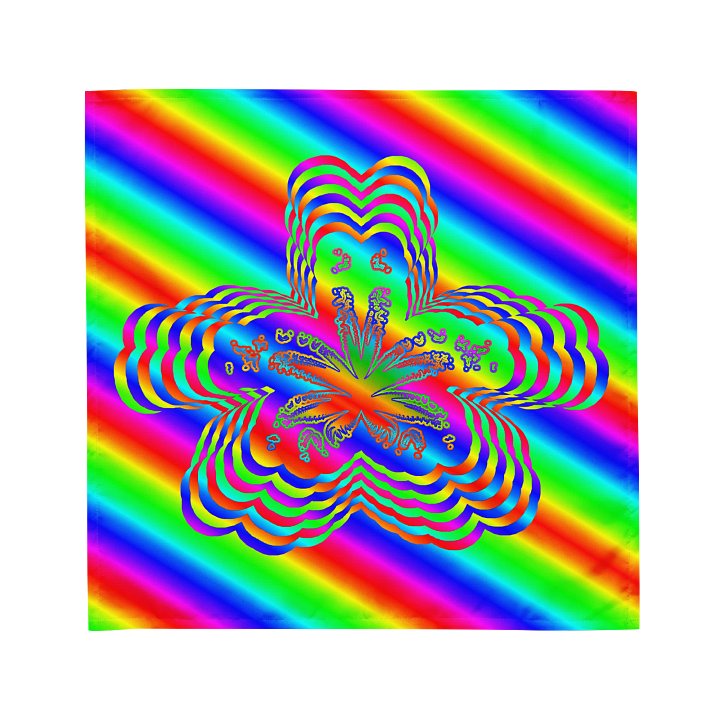 Rainbow Cannabis Queer Pride Bandana, Twisted Summertime LGBTQIA+ Accessory, Neon Trippy 420 Rave Fashion, Strange Stoner Weed Leaf Art product image (1)