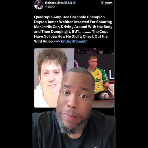 Quadruple Amputee Cornhole Champion Dayton James Webber arrested for murder. Shot a man while in a Tesla. Took the body for a...