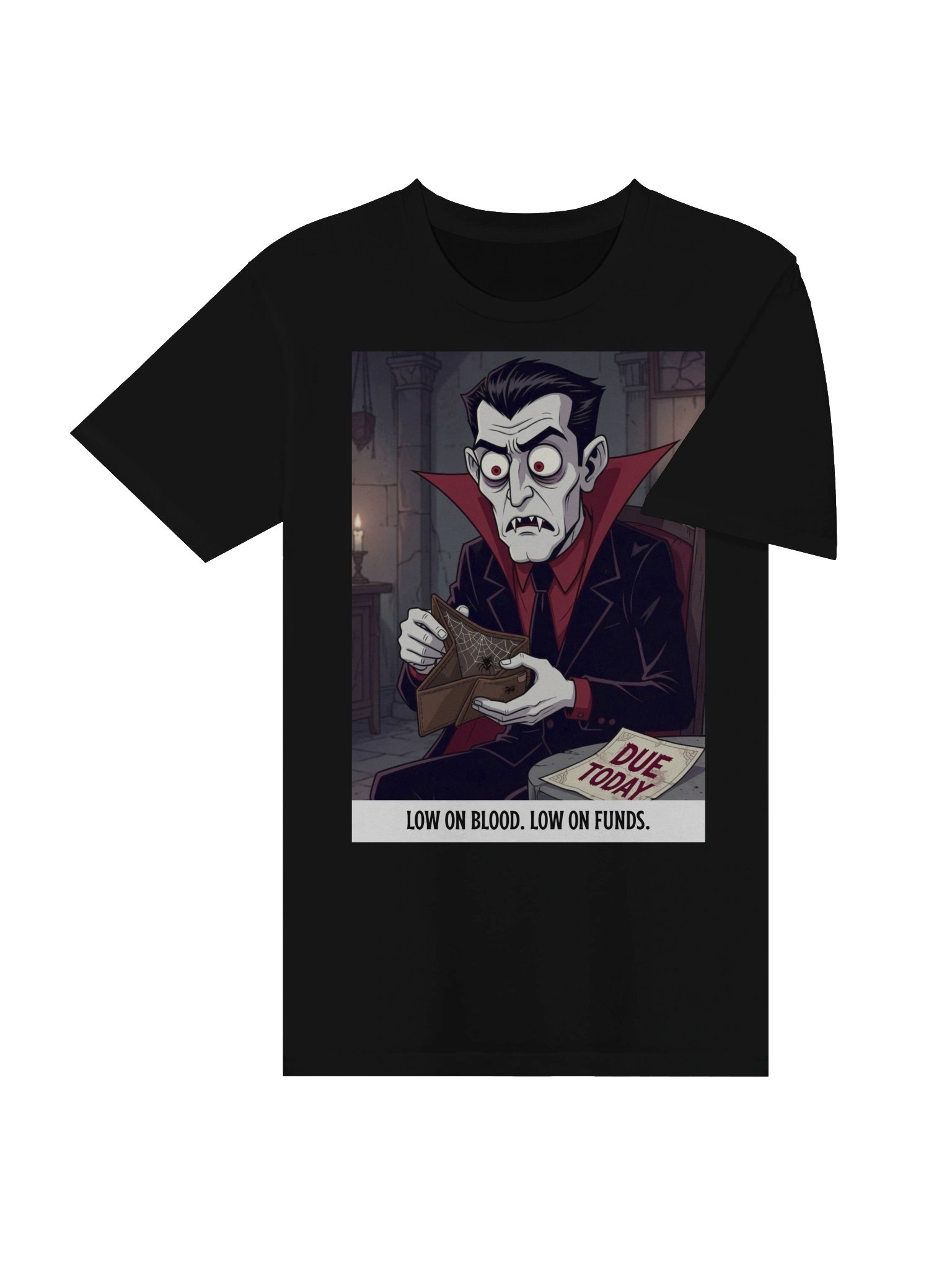 Low On Blood. Low On Funds. Vampire Shirt – Gothic Streetwear Apparel product image (4)