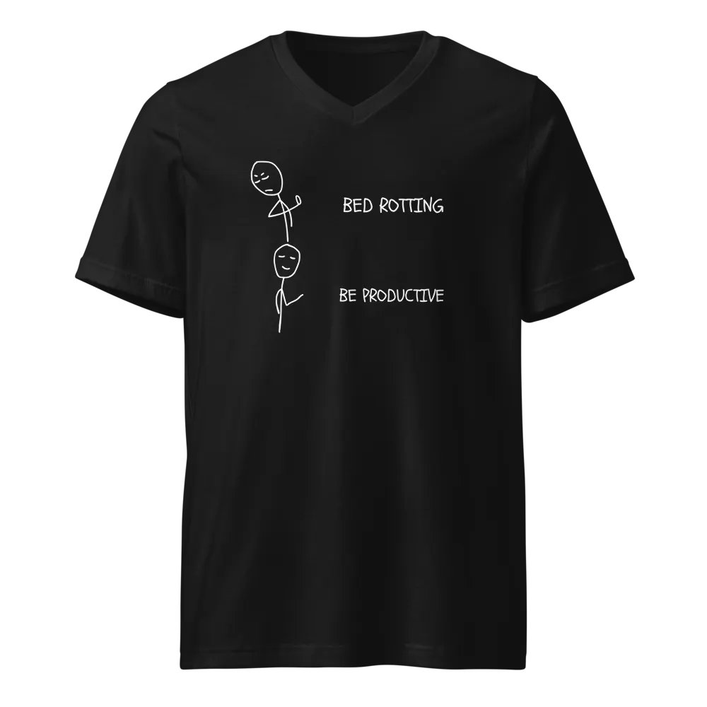 Bed Rotting vs Be Productive V-Neck Jersey T-Shirt product image (1)