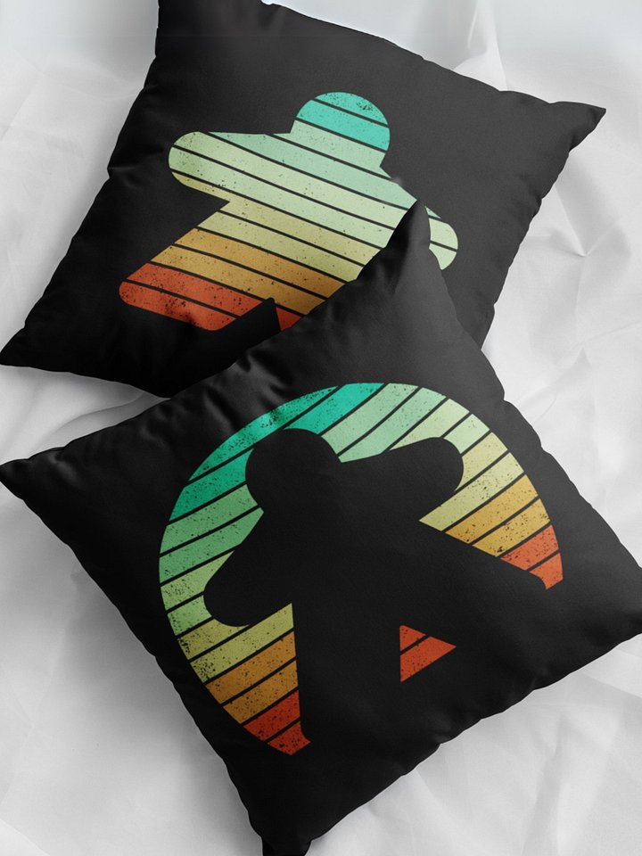 Retro Sunset Meeple Cut Out Pillow product image (1)