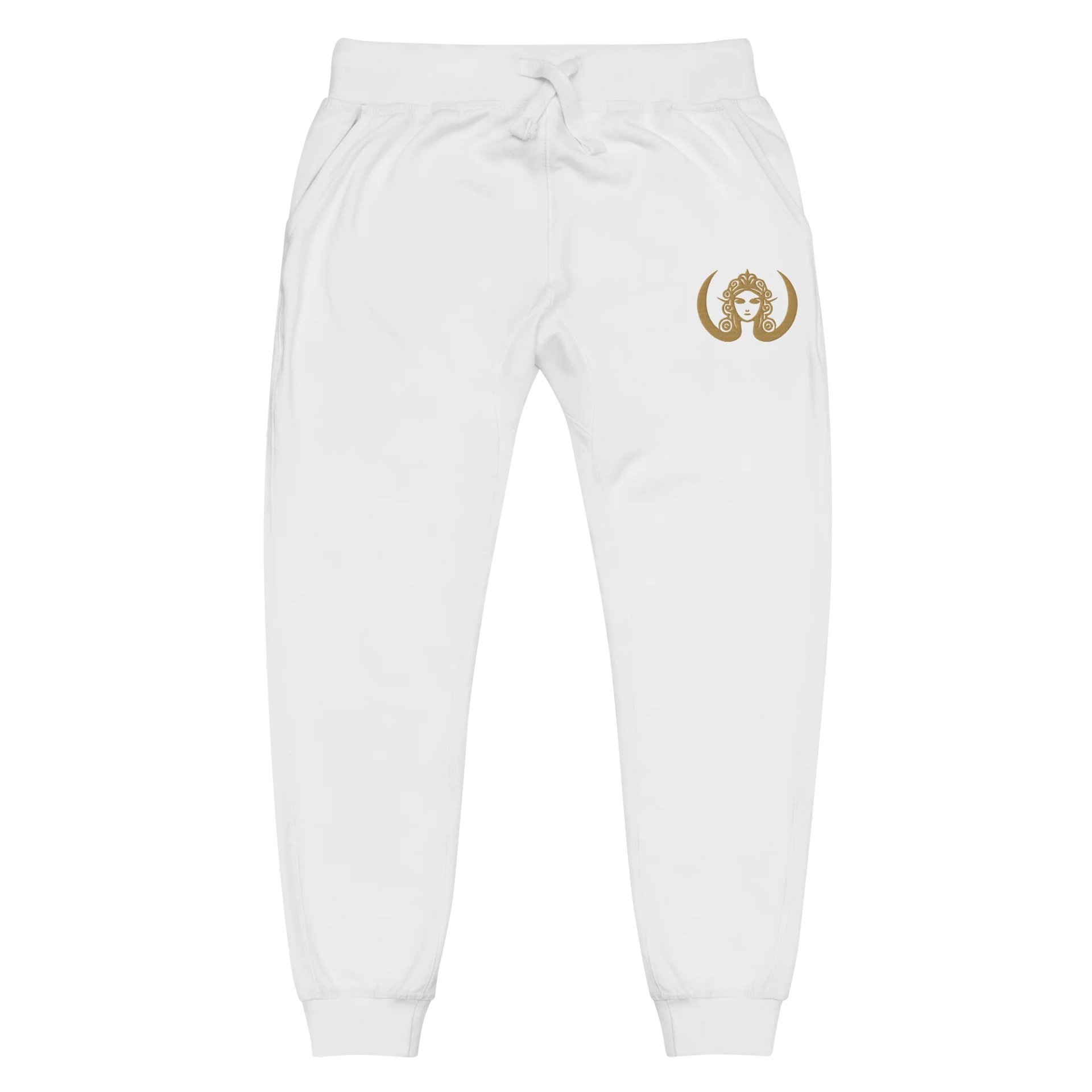 CIRCEMOON Signature Joggers with Gold Goddess Emblem, unisex, white product image (2)