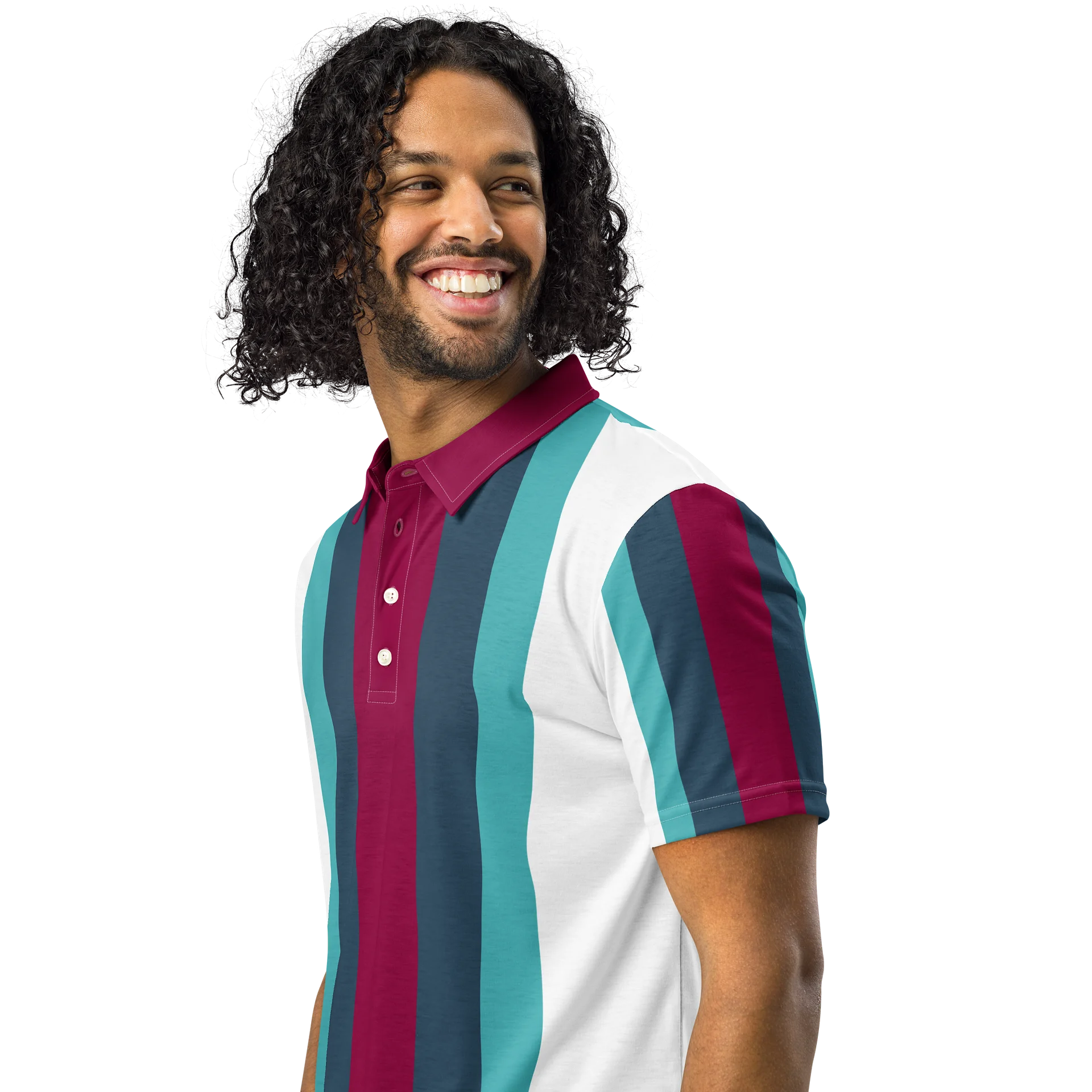 F&F Stripe Slim Fit Polo Shirt (RED) product image (2)