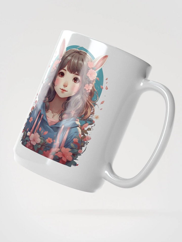 Kawaii Whimsical Floral Bunny Hoodie Mug product image (2)