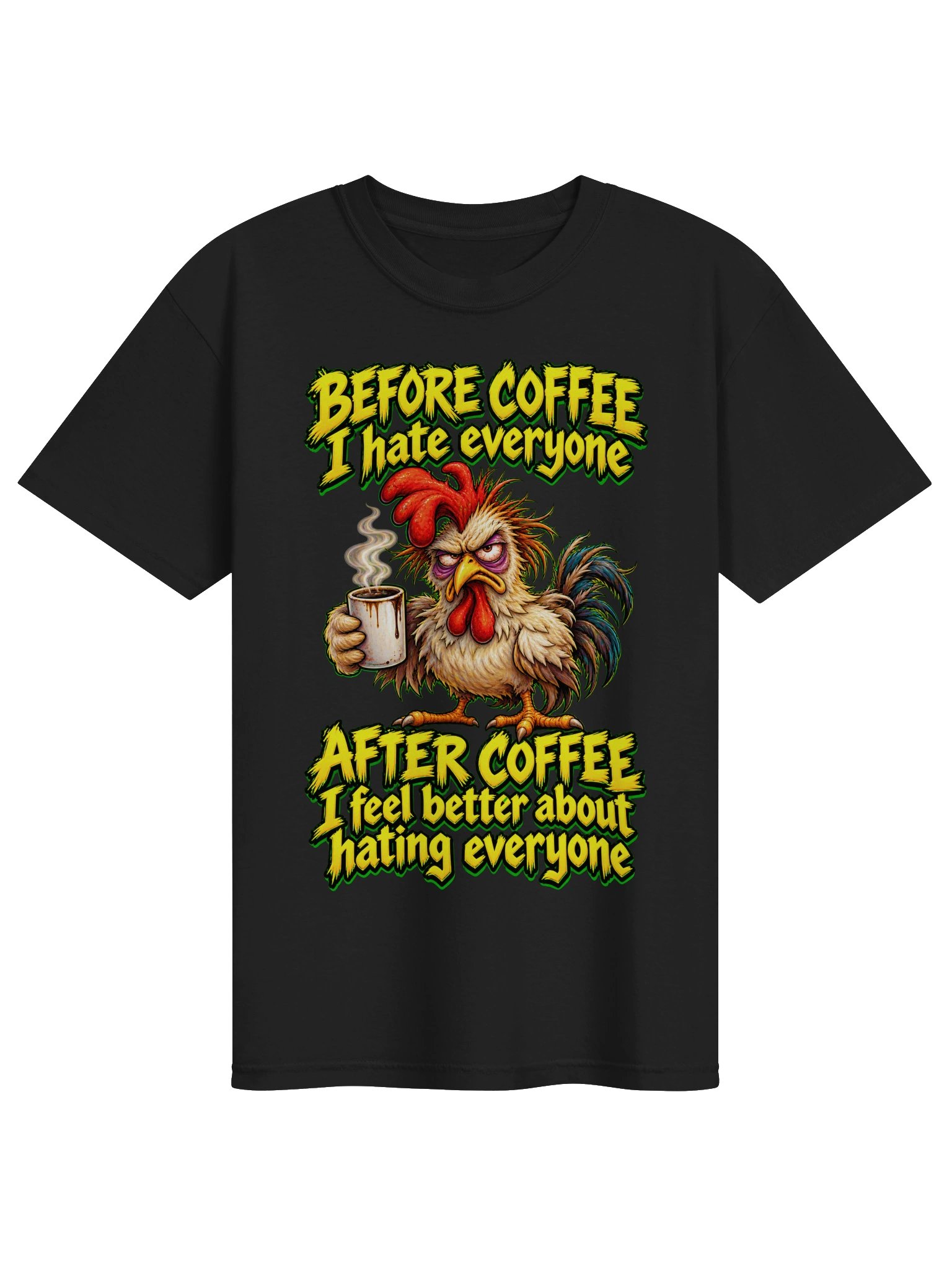 Before Coffee – Rooster Graphic T-Shirt product image (1)