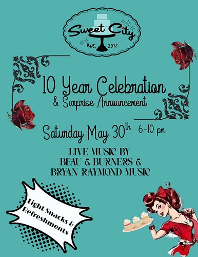 Come party with us for our anniversary! This month marks 10 years since I bought Sweet City! We've made a few subtle changes ...