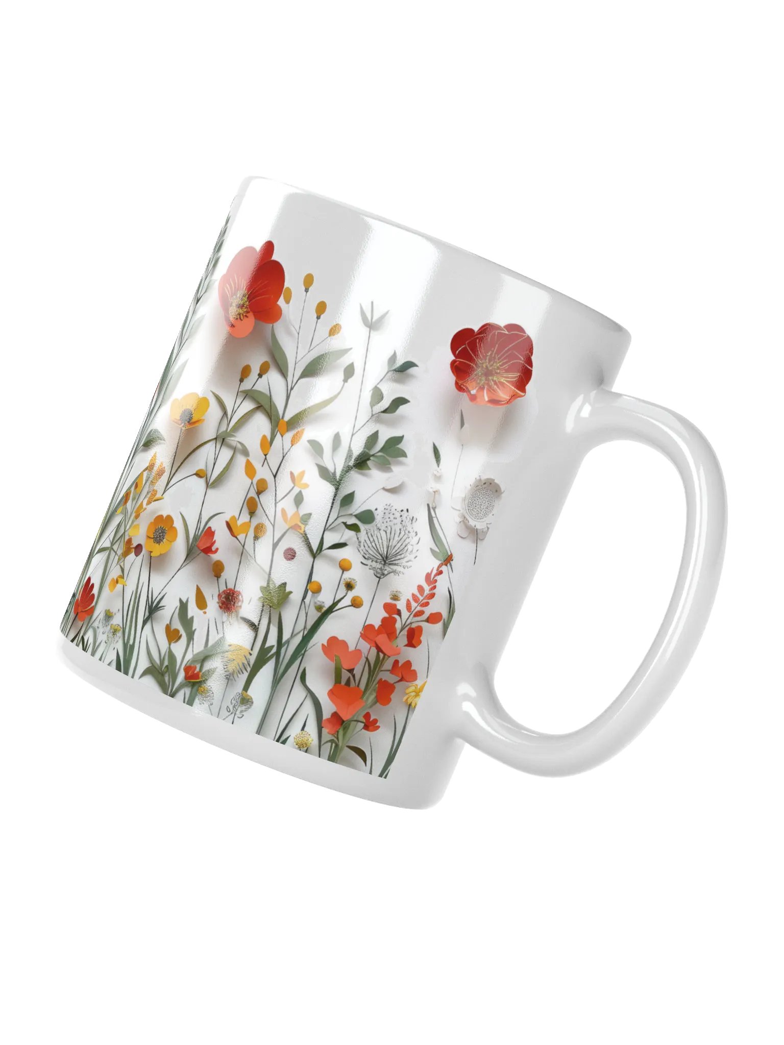 Multicolor Floral White Glossy Ceramic Mug by Treasure Pie product image (4)