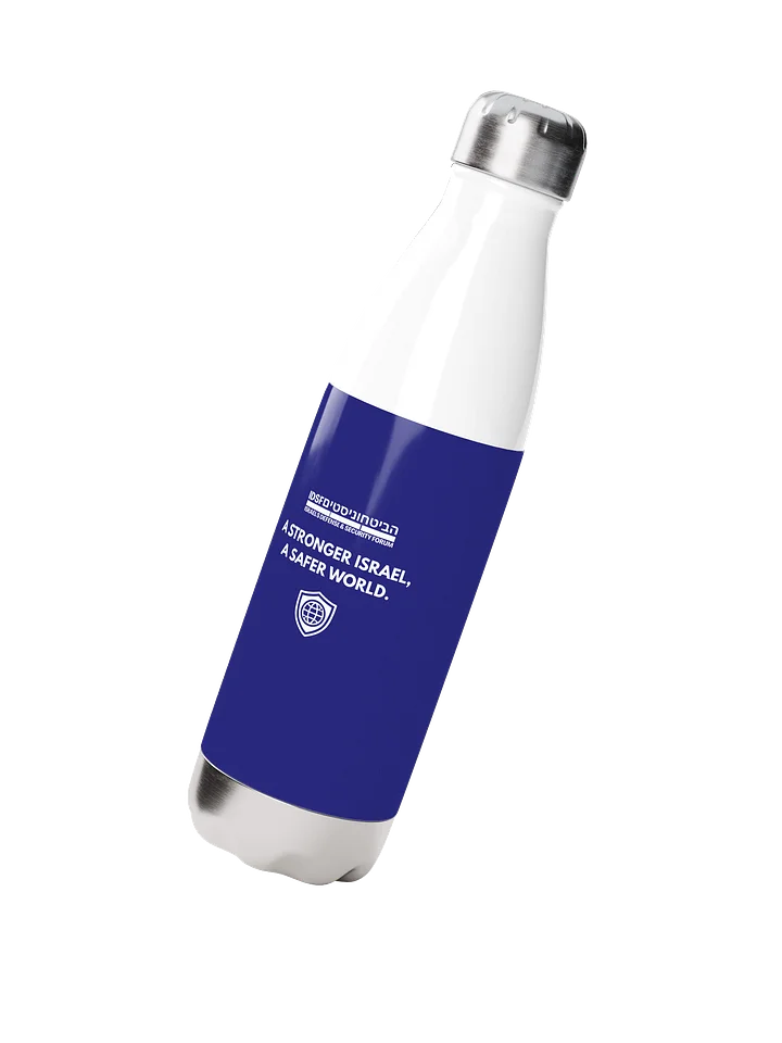 Stronger Israel Safer World Water Bottle Blue and White product image (2)