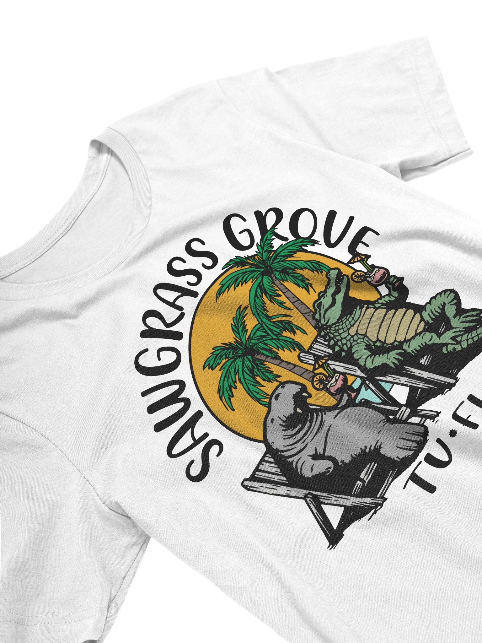 Sawgrass Grove TV Florida USA Fun Manatee Alligator Design T-shirt product image (2)
