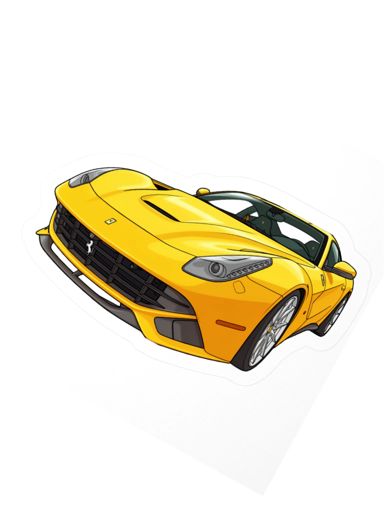 Yellow Ferrari F12 Berlinetta Sticker (Retro, Sketch, Silhouette) product image (4)