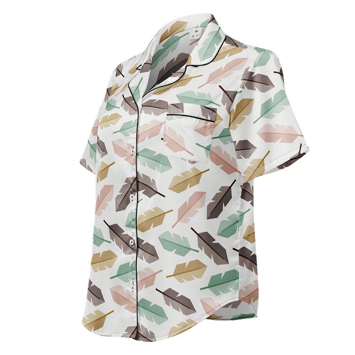 Mid-Century Modern Feathers Ladies Short Sleeved Pajama Top product image (1)