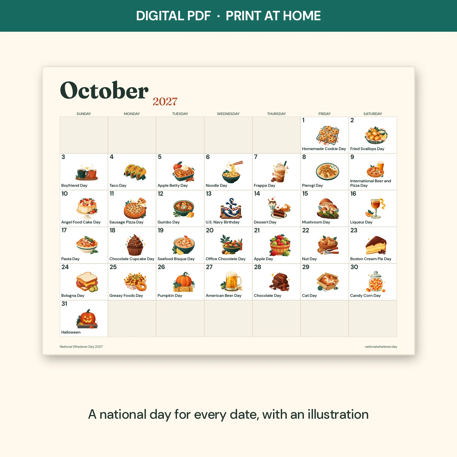2027 National Whatever Day Calendar (Digital PDF Download, Printable) product image (4)
