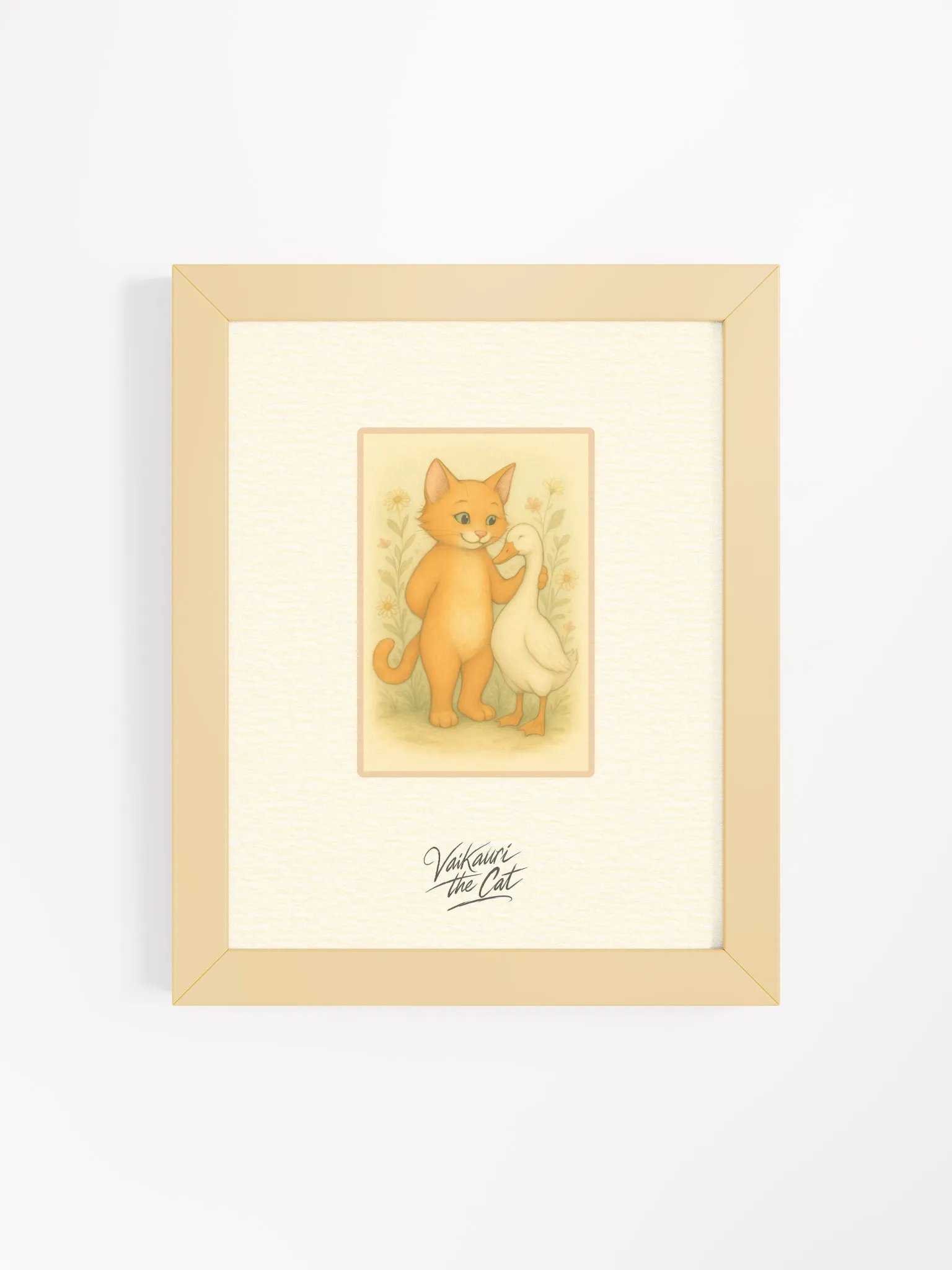 Vaikauri Cat Vibrant Ayous Wood Framed Matte Artprint product image (7)