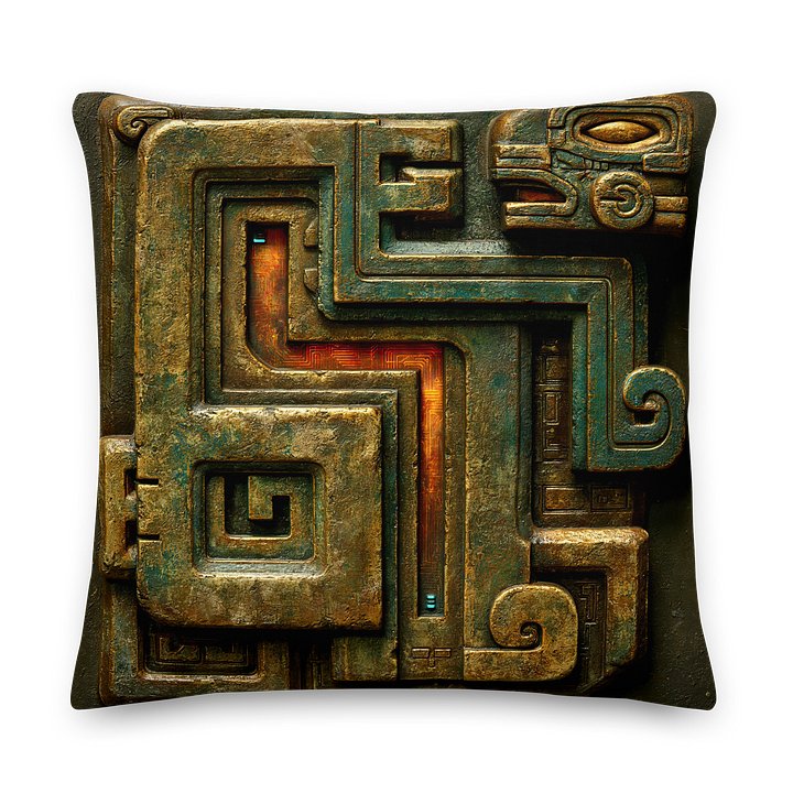 Glyph Circuit Relic I — Ancient Signal Path Cushion Cover 22x22 product image (2)