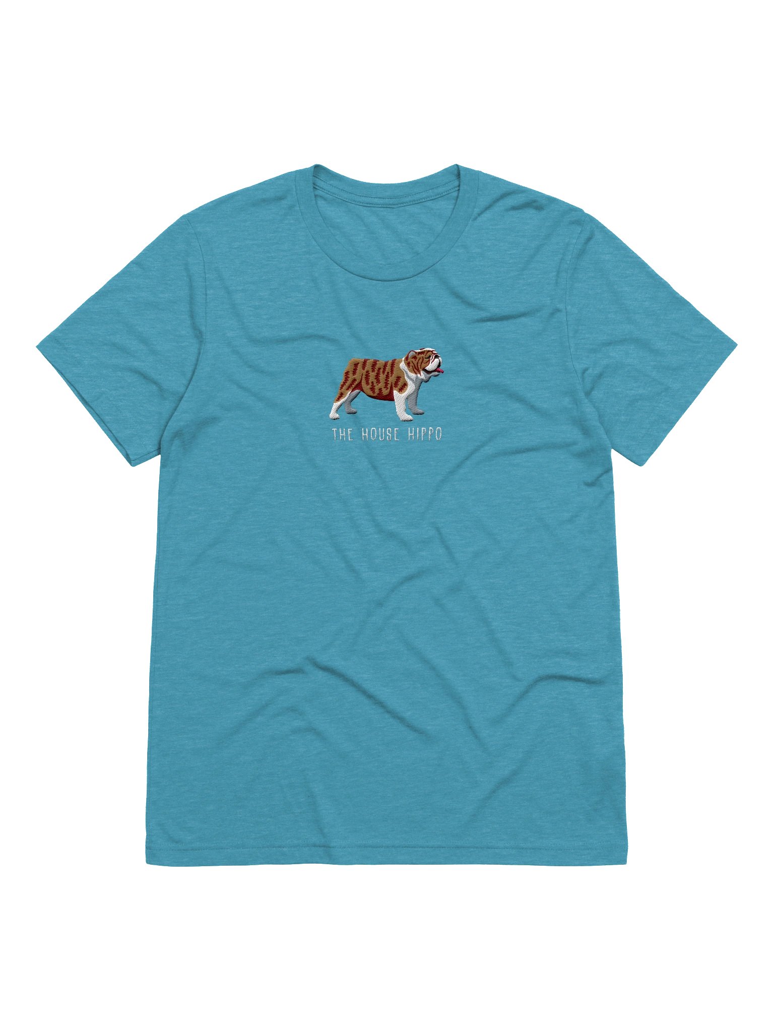 The House Hippo T-Shirt(Embroidered) of an English Bulldog(Brindle & White) product image (61)