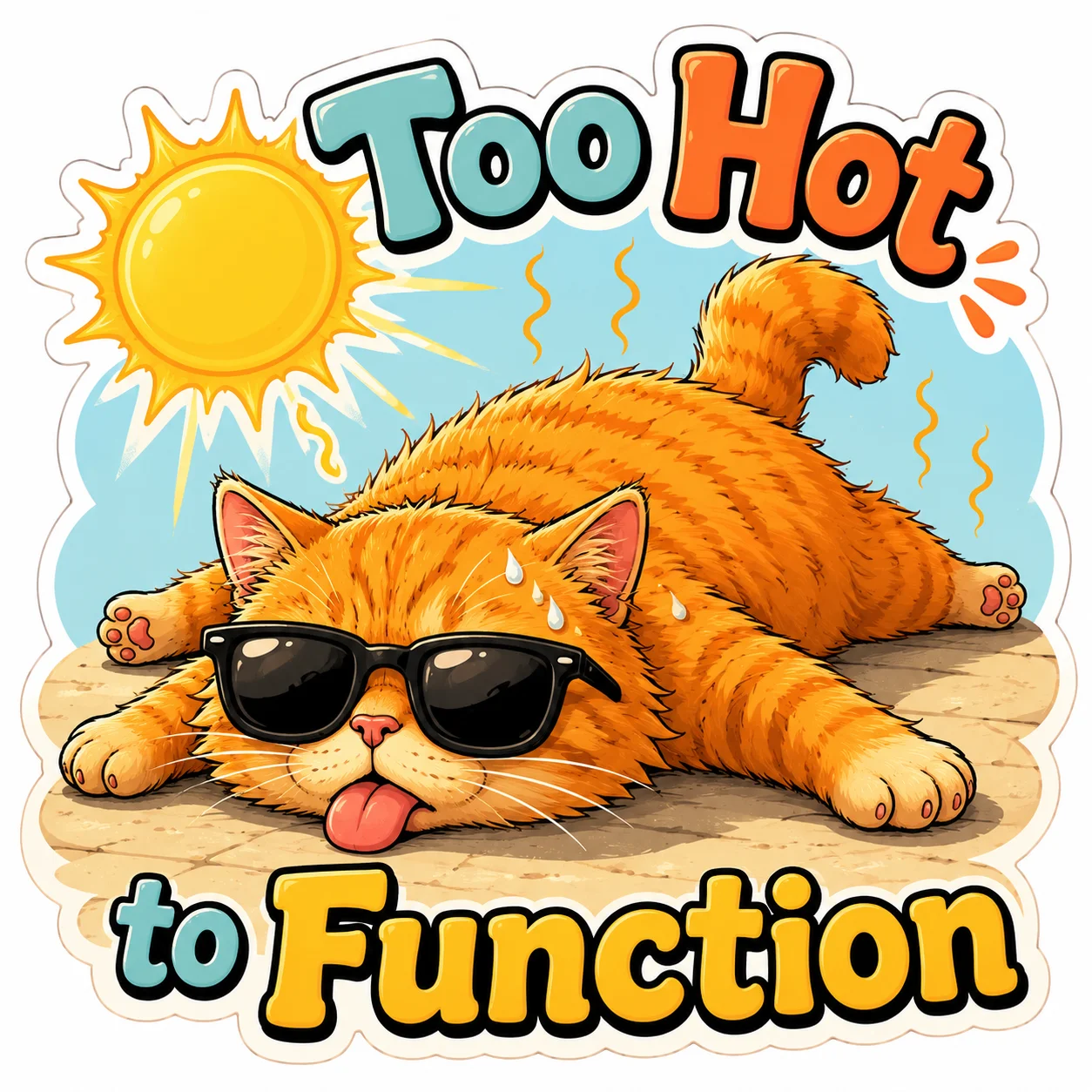 Too Hot to Function Orange Cat Sticker product image (1)