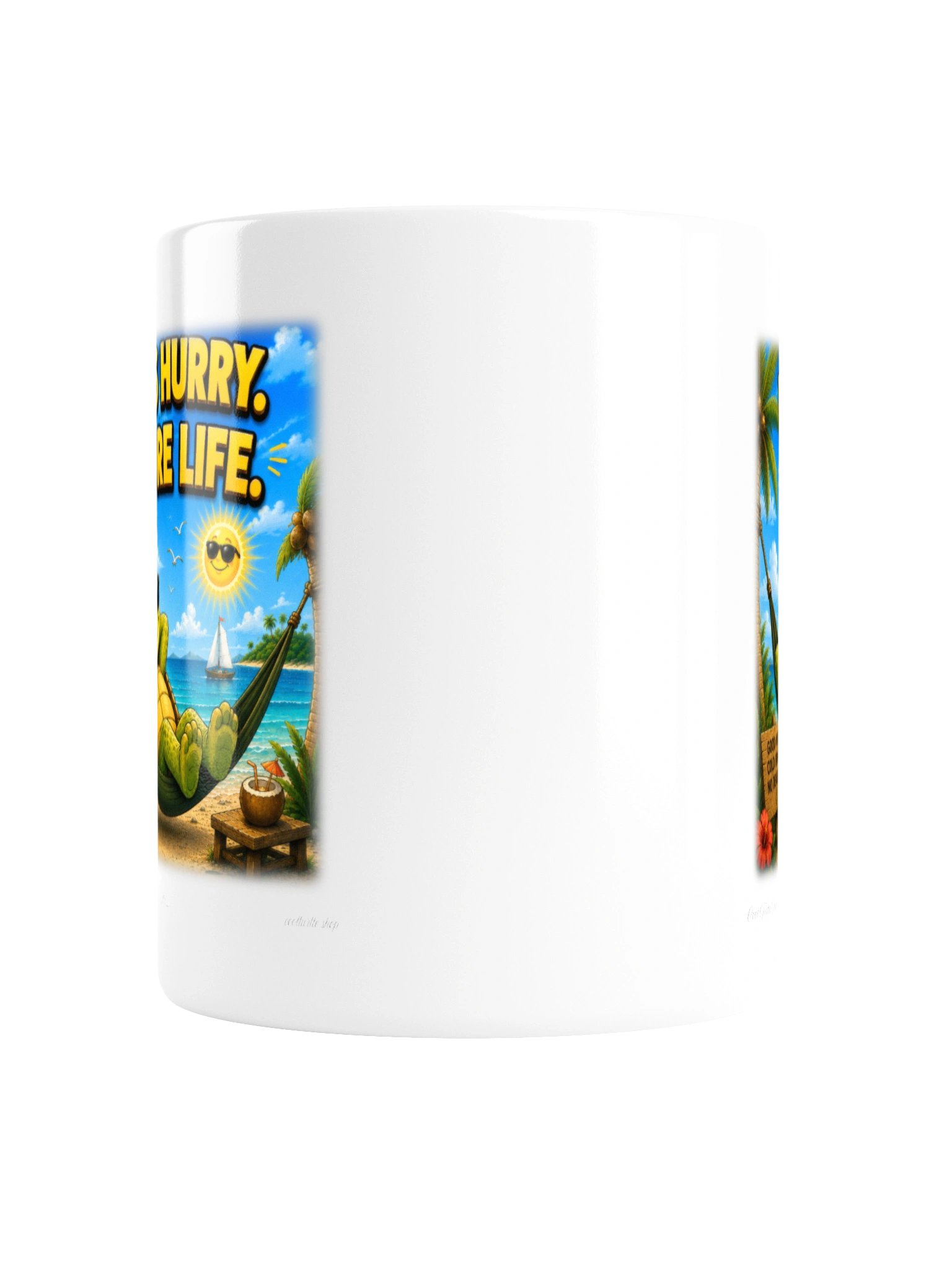 LESS HURRY. MORE LIFE. — Cool Turtle White Glossy Mug product image (2)