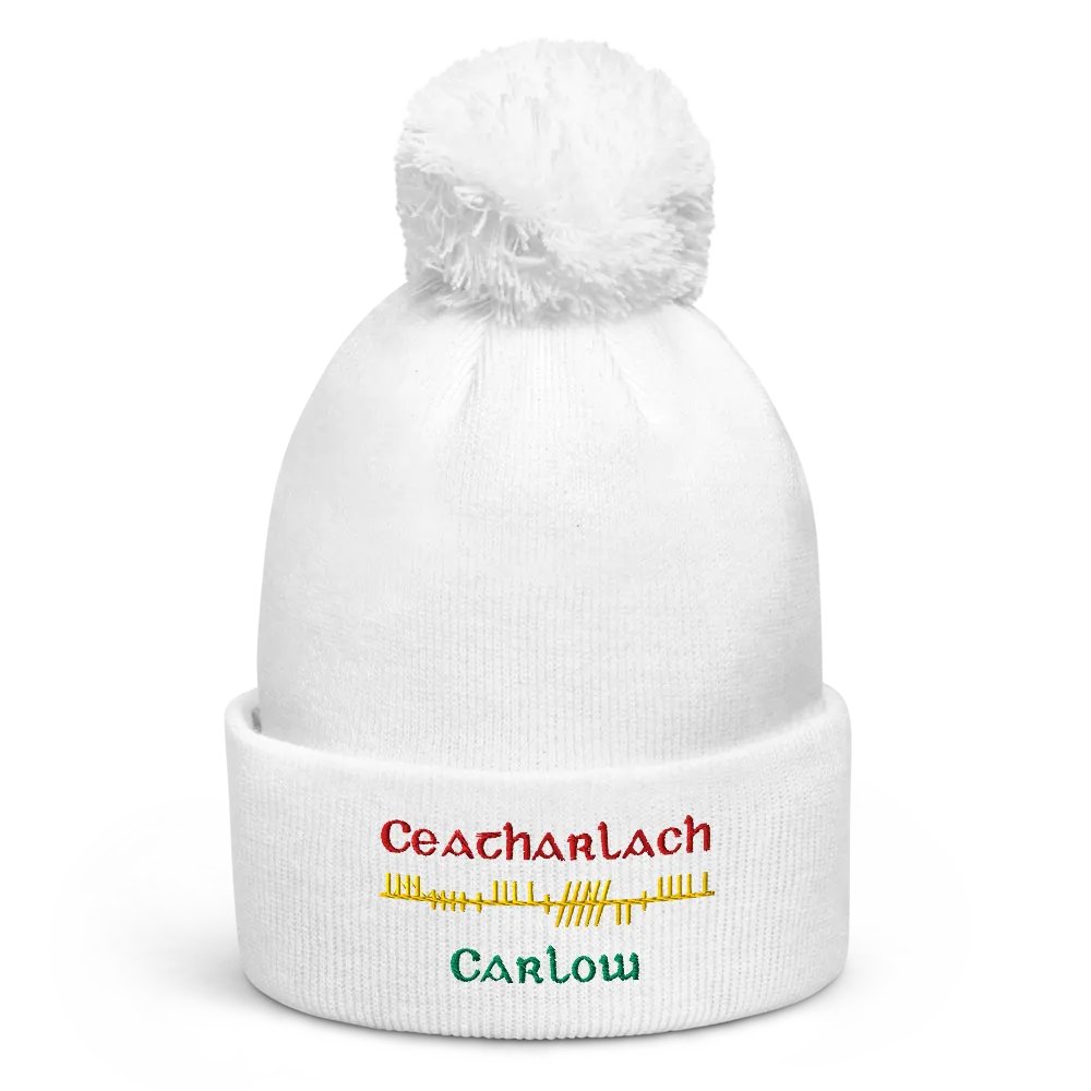 Carlow/Ceatharlach, Orthodox Style Ogham embroidered Pom-Pom Beanie product image (1)