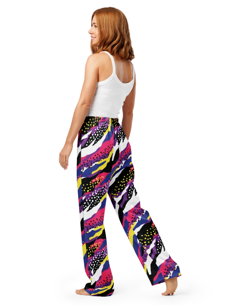 Retro 90s Cyber-Pop Waves | Vibrant All-Over Print Women's Pajama Pants product image (6)