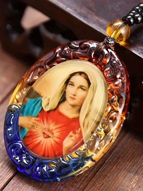 Colar com Pingente de vidro da Virgem Maria product image (1)