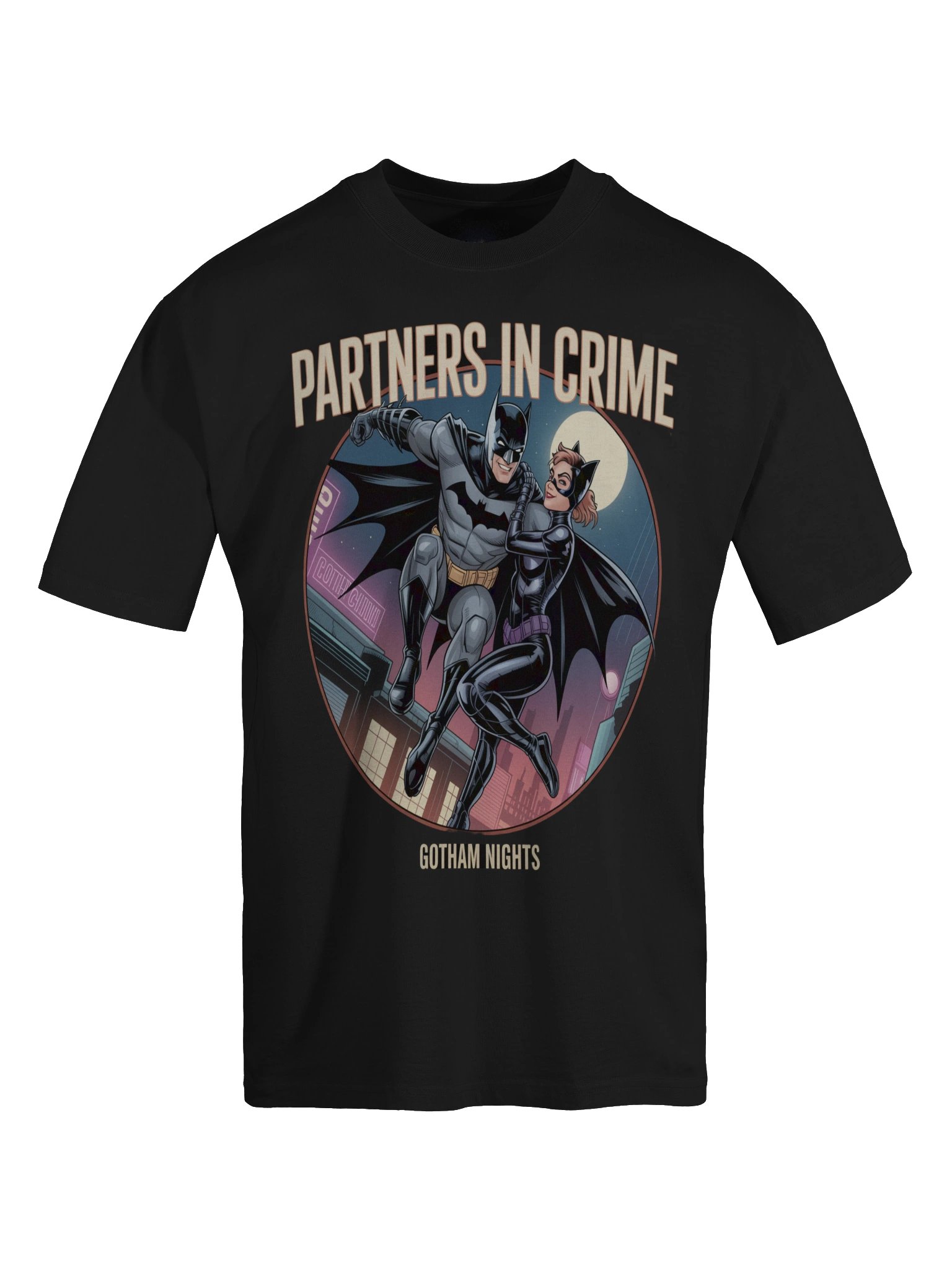 Forbidden Flight: Batman & Catwoman Partners in Crime Oversized Faded T-Shirt product image (1)