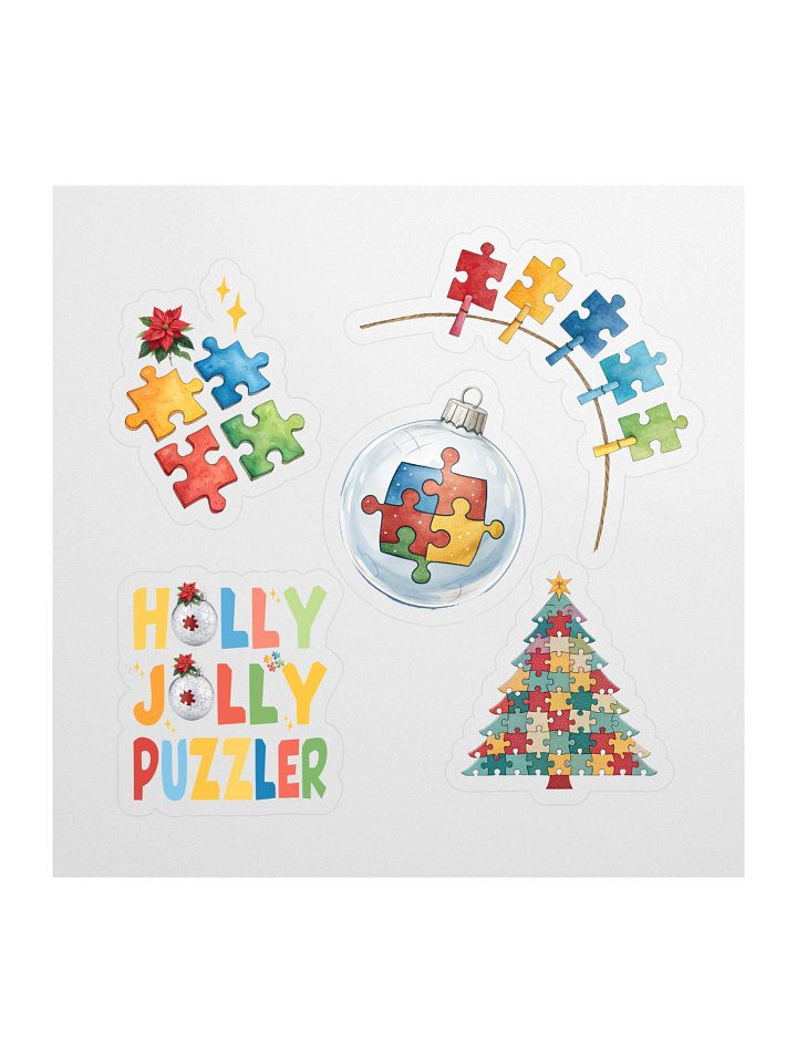 Festive Puzzle Pieces Sticker – Colorful Christmas Vibes product image (1)