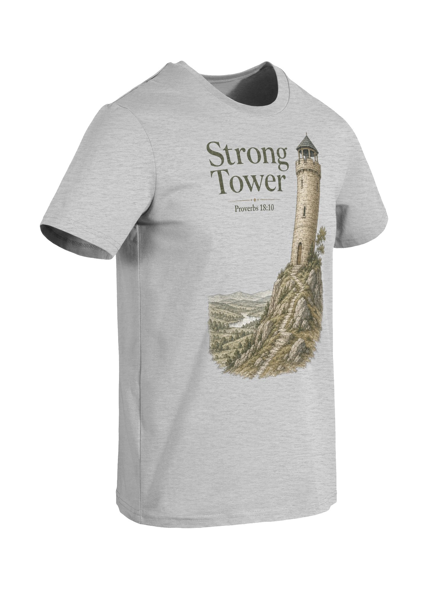 Proverbs 18:10 The Name of the Lord Is a Strong Tower Christian T-shirt product image (4)
