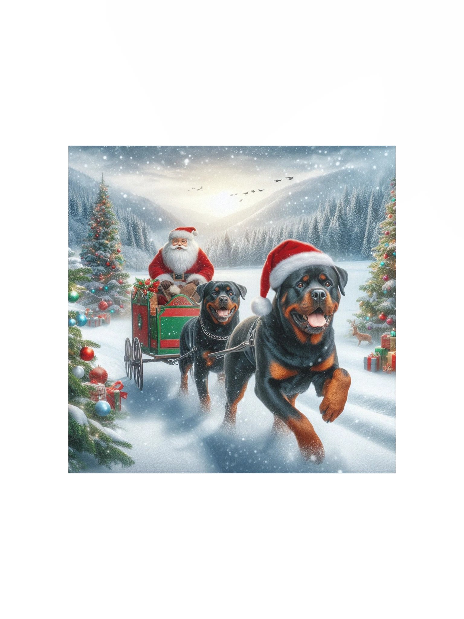 Santa's Rottweiler Sleigh Poster product image (1)